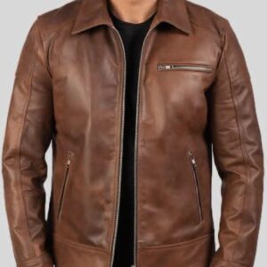 Leather Jacket Brown Colar